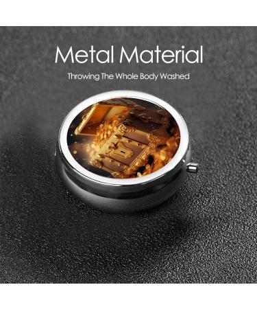 Treasure Chests & Coins Portable Metal Pill Box - 3-Compartment Travel Essential Hinged Design Black - Buy Online on GoSupps.com