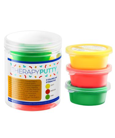 Playlearn Therapy Putty - 3 Strengths - Stress Putty for Kids and Adults - Soft - Medium - Firm