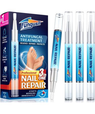 Toenail & Nail Treatment - Extra Stong Repair Solution - Formulated in USA - Tea Tree Oil, Angelica Dahurica & Glycerin - 4 Pack Pen Set, 0.1 oz - Renews Damaged, Cracked or Discolored Nails