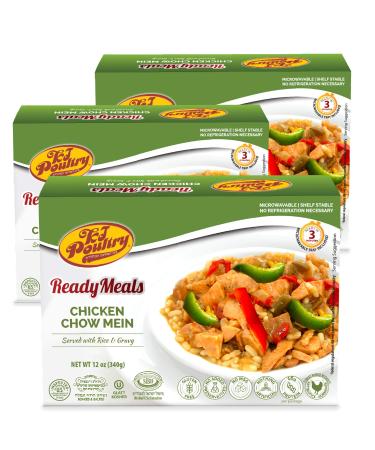 Kosher MRE Meat Meals Ready to Eat, Gluten Free Chicken Chow Mein (3 Pack) Prepared Entree Fully Cooked, Shelf Stable Microwave Dinner  Travel, Military, Camping, Emergency Survival Protein Food