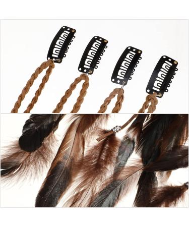 MWOOT 4Pcs Boho Hippie Feather Hair Clips with Tassel Beads - Indian Hair Accessories for Women and Girls | Halloween Party Costume Decor - Buy Online on GoSupps.com