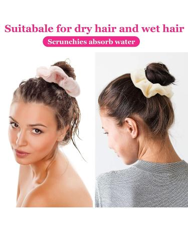 8-Piece Microfiber Towel Scrunchies for Hair Drying - Soft & Thick Ponytail Holder Hair Ties for Wet/Dry Hair - Buy Online on GoSupps.com