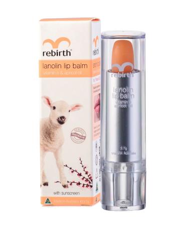 Rebirth Lanolin Lip Balm with Vitamin E & Apricot Oil  with Sunscreen  Product of Australia