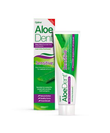 Aloe Dent Sensitive Aloe Vera Toothpaste Fluoride Free Natural Action Vegan Cruelty Free Soothing Healthy Gums 100 ml 100 ml (Pack of 1) Sensitive