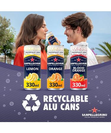 San Pellegrino Italian Tastefully Light Sparkling Orange Canned Soft Drink 12 x 330ml | 64k Cals per Can & Tastefully Light Sparkling Grapefruit Canned Soft Drink 12 x 330ml | 70 kCals per Can - Buy Online on GoSupps.com