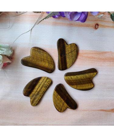 Tiger Eye Gua Sha Tool - Jade Guasha Board for Spa Massage & Face Care | Best Gua Sha Scraping Massage Tool - Brown - Buy Online on GoSupps.com