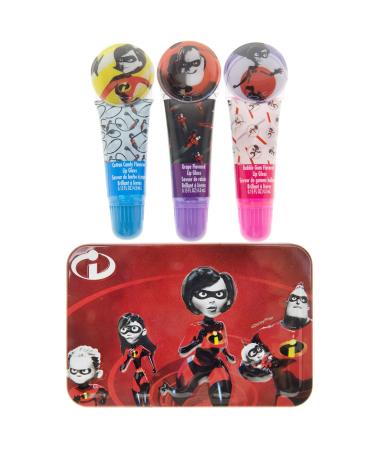 TownleyGirl Girl The Incredibles Sparkly Lip Set For Girls 3 pack with Decorative Tin Red 6