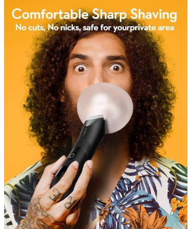Men's Electric Groin & Pubic Hair Trimmer - Waterproof Body Groomer with 2 Ceramic Blades, LED Light, Power Display - Safe Wet/Dry Balls Trimmer in Black - Buy Online on GoSupps.com