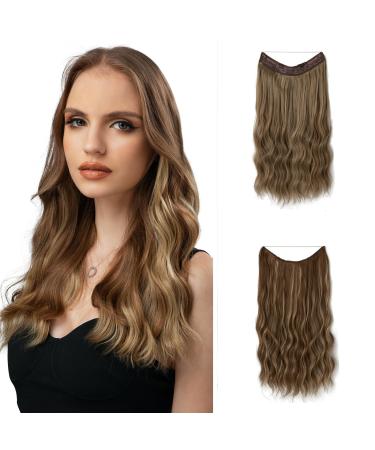 Clip in Hair Extensions Natural Real Light Brown Hair Extensions Long Wavy Hairpieces Seamless Human Hair for Women Daily Wear Party Cosplay 20inch