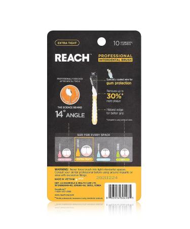 REACH Interdental Brush Extra Tight 0.7mm - 10 Brushes, PFAS Free | Gum Protection & 30% More Plaque Removal - Buy Online on GoSupps.com