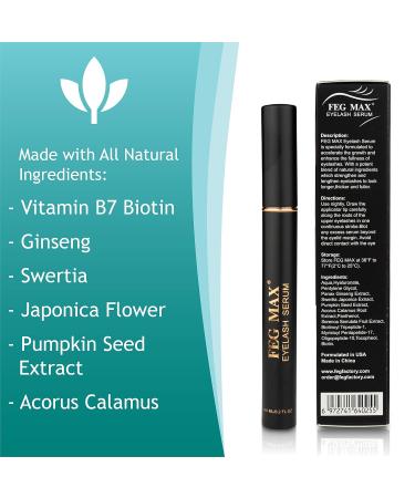 FEG Max Eyelash Serum | Fast & Effective Growth for Longer Darker Lashes | Natural Eyelash & Brow Serum | 6 mL - Ships Internationally - Buy Online on GoSupps.com