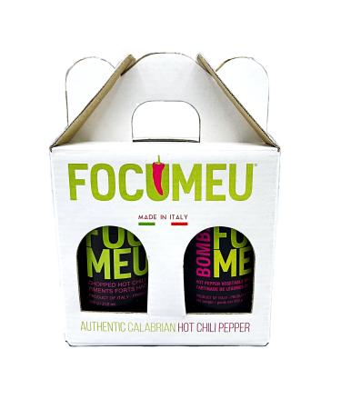 FOCU MEU -Taste of Calabria- Bomba/Chopped Hot Chili Peppers 2 pc. Gift Pack Assortment total of 424ml (14.5 oz)
