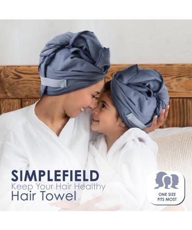 Buy Microfiber Hair Towel Wrap for Women - Large Rectangle (27x40") - Anti-Frizz Elastic Band for Long Curly Thick Hair - Grey with Reusable Carry Bag - Fast International Shipping - Buy Online on GoSupps.com