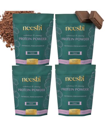 NEESHI Nourishing Protein Blend for Hormonal Balance - Vegan Gluten-Free Organic Cacao Protein Powder - Supports PMS & Menopause Relief - Women s Vegan Protein - 4 Week Supply