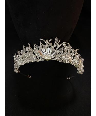 Bride Silver Shell Crystal Crown - Wedding Tiara Headpiece for Sunshinesmile Bride | Elegant Wedding Hair Jewelry & Accessories - Buy Online on GoSupps.com
