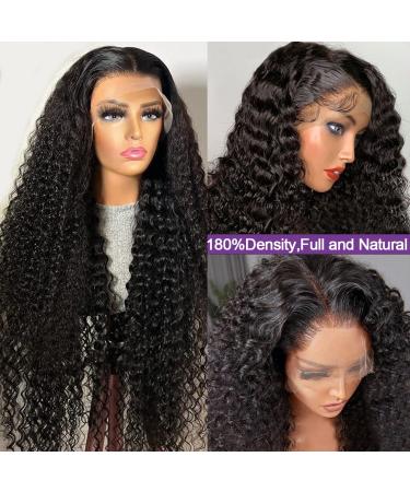 26 Inch Deep Wave Lace Front Human Hair Wig - Pre Plucked, Glueless, 180% Density | Natural Black Color - Curly Wigs for Black Women - Buy Online on GoSupps.com
