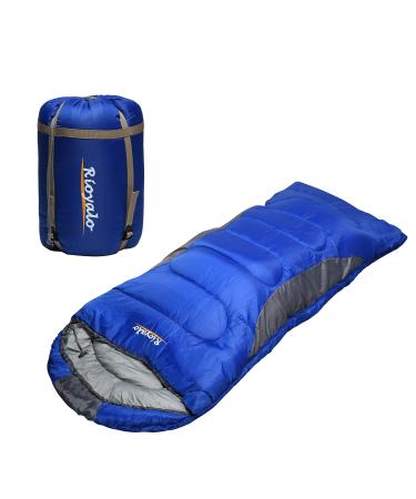 0 Degree Winter Sleeping Bags for Adults Camping (450GSM) - Temp Range (5F32F) Portable Waterproof Compression Sack- Camping Sleeping Bags for Big and Tall in Env Hoodie: Backpacking Hiking 4 Season ROYAL BLUE