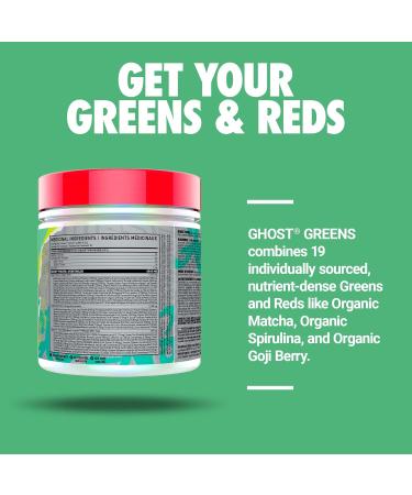 GHOST Greens Superfood Powder - 30 Servings - 19 Super Greens & Reds Fruits Vegetables Spirulina & Chlorella Prebiotics 10 Billion CFU Probiotic & Digestive Enzymes - Gluten-Free (Lime) - Buy Online on GoSupps.com