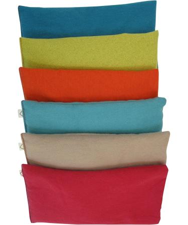 Organic Flax Seed Eye Pillow (Pack of 6) - Unscented, Soft Cotton Flannel - Soothing Stress Relief for Headaches, Meditation, Yoga & Massage - Bulk Wholesale - Primary Colors - Buy Online on GoSupps.com
