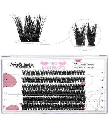 Cluster Lashes 72 Pcs Lash Clusters 2 in 1 DIY Eyelash Extension Individual Cluster Eyelashes Blush Style Self-Application Fluffy Super Thin Band Reusable Soft & Comfortable(Blush-D-10-16mix) 10-16 mix Blush