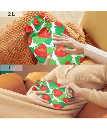 Strawberry Hot Water Bottle with Cover - 1L BPA Free | Small Hot Water Bag for Pain Relief & Cramps - Buy Online on GoSupps.com