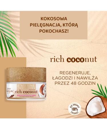 EVELINE COSMETICS Rich Coconut Ultra Nutritioning Facial Cream for Dry Sensitive Skin Perfect Under Makeup Organic Based Vegan Formula 97% Natural Day & Night 50ml - Buy Online on GoSupps.com