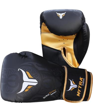 Buy Mytra Fusion Boxing Gloves - 10oz 12oz 14oz 16oz & 18oz MMA Training Punching Sparring & Kickboxing Gloves for Men & Women - Black/Gold - Buy Online on GoSupps.com
