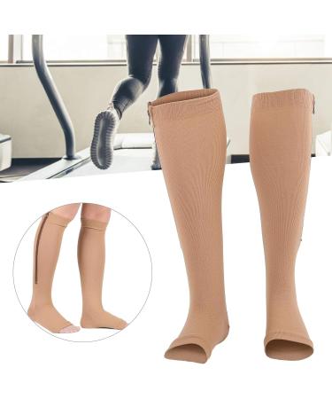 Buy Knee-High Compression Stockings with Zipper - Open Toe Edema Relief for Nurses & Pregnancy (L/XL) - Fast International Shipping - Buy Online on GoSupps.com