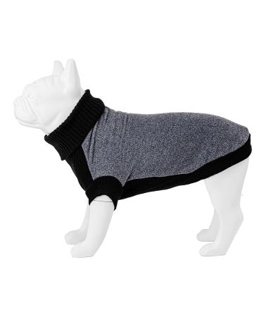 HUGO & HUDSON Polo Neck Dog Jumper Winter Warm Fitted Fleece & Knit Pullover Pet Sweater Grey XS Grey XS