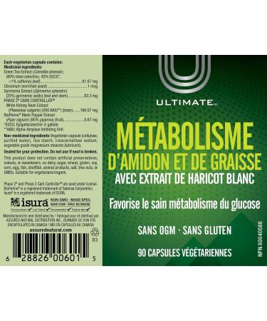 Ultimate Starch and Fat Metabolizer 90 vegetarian capsules White Kidney Bean Extract Green Tea Extract Chromium Gymnema Extract BioPerine Supports Healthy Glucose Metabolism - Buy Online on GoSupps.com