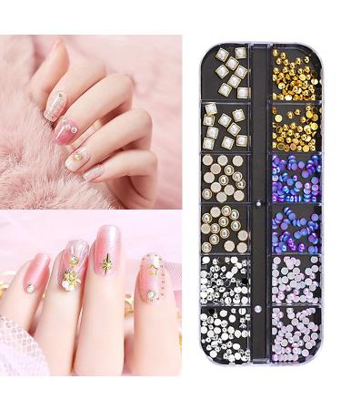 Ebanku 9 Boxes Nail Art Rhinestone Glitter - Nail Crystals & Back Gemstones Decoration Set with Tweezers & Nail File for Stunning Nail Designs - Buy Online on GoSupps.com