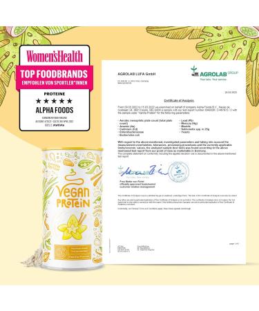 Vegan Protein Powder - 600g Vanilla Shake | 22g Protein per 30g | Premium Quality Plant-Based Protein | Alpha Foods - Buy Online on GoSupps.com