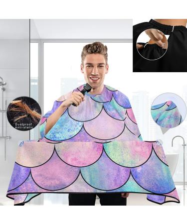 visesunny Barber Cape Magic Mermaid Scale Polyester Hair Cutting Salon Cape Apron Anti-Static Haircut Water-Resistant Shaving Cloth Beard Shaving Bib Hairdressing Cape Multi23 Large - Buy Online on GoSupps.com