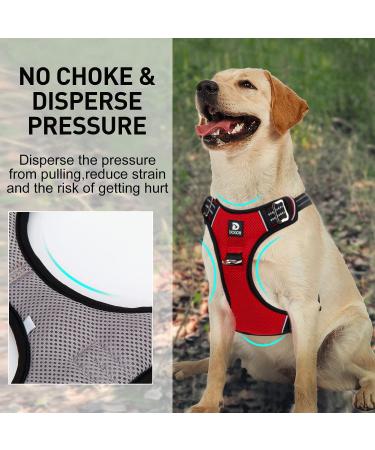 Docio Dog Harness for Medium & Large Dogs | No Pull Safety Design with Handle & Reflector Strip | Red Mesh (1 Pack) - Buy Online on GoSupps.com