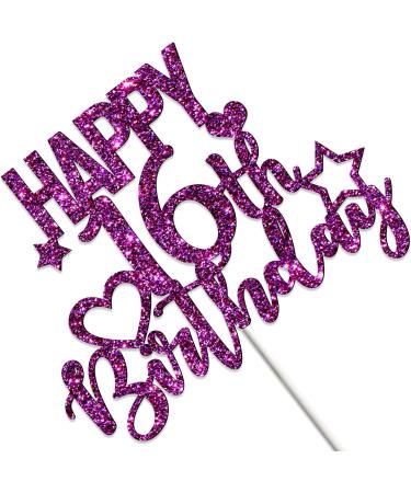 Tenhaisi Glitter Purple Happy 16th Birthday Cake Topper Funny 16th Birthday Cake Topper - Happy Sweet 16 Cake Picks for Girl - Cheers to 16 Years Birthday/Wedding Anniversary Party Supplies - Buy Online on GoSupps.com