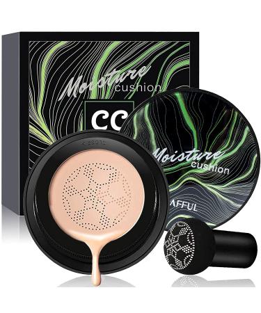Mushroom Head Foundation Air Cushion CC Cream BB Cream Moisturizing Concealer Bright Makeup Base Long Lasting with Mushroom Makeup Sponge Easy to Apply (Ivory) vory White 2 Piece Set