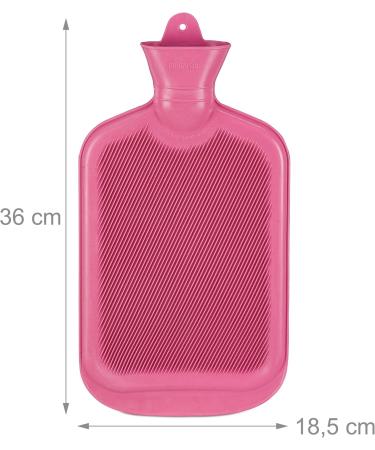 Relaxdays 2L Hot Water Bottle - Durable Safe Odorless Natural Rubber Pink | Ideal for Cozy Comfort - Buy Online on GoSupps.com