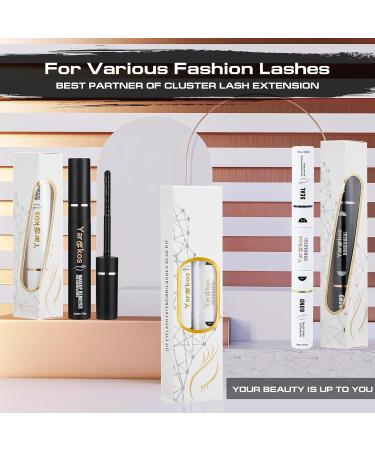 2 in 1 Lash Bond and Seal Glue(5ml+5ml) Eye Lashes Glue for Individual DIY Cluster Extensions Waterproof Eyelashes Adhesive with Mascara Wand Super Strong Hold 48-72 Hours White - Buy Online on GoSupps.com