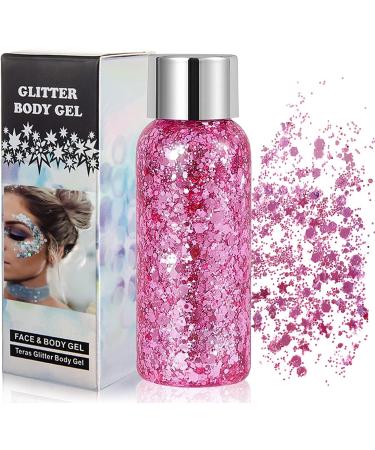 Glitzer face body glitter gel mermaid glitter make -up festival glitter face gel make -up carnival glitter for festival music festivals party masquerade body/face/hair/lips (pink) pink 1 pack - Buy Online on GoSupps.com