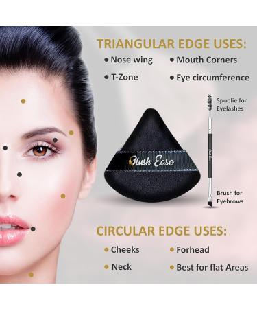 Triangle Powder Puff Set - 6 Premium Makeup Puffs for Face Powder & Setting Includes Eyelash & Eyebrow Brush - Black & White - Buy Online on GoSupps.com