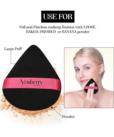 youberry Silk Powder Puff 2 Pcs - Small & Large Triangle Velvet Puff Duo for Pressed Powder - Flawless Makeup Finish - Buy Online on GoSupps.com
