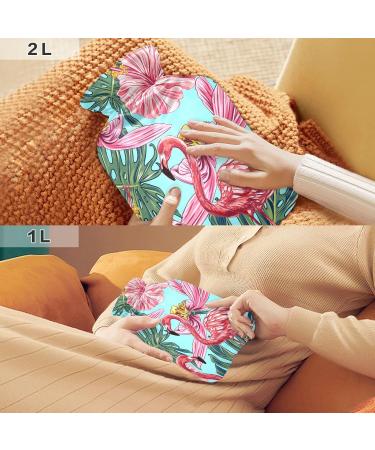 Flamingo Tropical Leaves Heat Bottle - 2L Hot Water Bag for Pain Relief & Sports Injuries - Buy Online on GoSupps.com