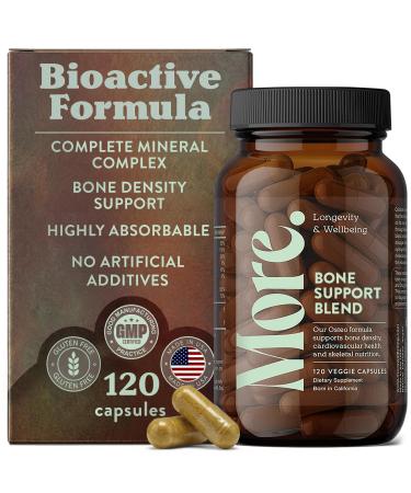 More. Longevity & Wellbeing Premium Calcium Supplement - Bone Strength Supplements with Magnesium Vitamin D3 + K2 & Zinc for Bone Health Support - 4 Capsule Daily - Easy to Swallow - 120 Capsules