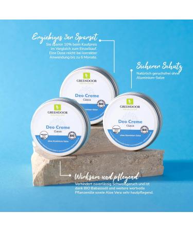  GREENDOOR Greendoor Set of 3 Aluminium Free Cream Deodorant 50ml Natural Deodorant - Buy Online on GoSupps.com