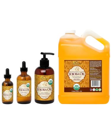 US Organic Jojoba Oil - 100% Pure Cold Pressed USDA Certified - 128 oz (1 Gallon) for DIY & Manufacturing - Buy Online on GoSupps.com