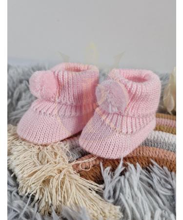 Royal Icon Newborn Baby Booties 0-3 Months | Pom Pom Bootees for Baby Boys & Girls | Warm & Stylish | Indoor & Outdoor Use | Pink RI408 - Buy Online on GoSupps.com