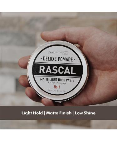 Rascal Deluxe Pomade No 1 - Matte Low Shine Light Hold Paste with Beeswax & Grapeseed Oil - TSA Friendly Container - 3.4oz - Buy Online on GoSupps.com