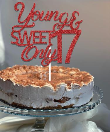 Young & sweet only 17 Cake Topper Girls Happy 17th Birthday Party Cake Decorations Dancing Queen Sweet 17 Anniversary Party Decor Supplies Red Glitter - Buy Online on GoSupps.com