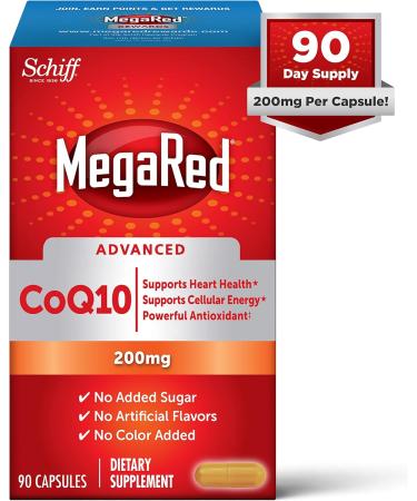 Buy MegaRed CoQ10 200mg Capsules - Supports Heart Health & Cellular Energy - 90 Count | Antioxidant Protection - Buy Online on GoSupps.com