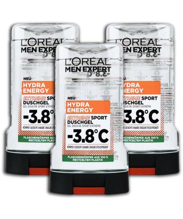 L'OR AL L'Or al Paris Men Expert Hydra Energy Extreme Sport Shower Gel and Shampoo 3-Pack -3.8 C 3 x 250ml
